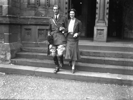 From The Times, Monday, 4th September, 1939:  MR. ANTHONY WILLS and MISS LESLIE MELVILLE. 'Owing to the international situation, the marriage took place quietly on Saturday in St. Andrews Cathedral, Inverness, of the Hon. Frederick Anthony Hamilton Wills, eldest son of Lord and Lady Dulverton, and Miss Judith Betty Leslie Melville, eldest daughter of the Hon. Ian and Mrs. Leslie Melville. The Bishop of Moray, Ross and Caithness (Primus of the Scottish Episcopal Church) officiated, assisted by the Very Rev. A. A. D. Mackenzie, Provost of Inverness Cathedral. The bride, who was given away by her father, wore a brown two-piece suit. There were no bridesmaids. The Hon. E. R. H. Wills (brother of the bridegroom) was best man. A reception was afterwards held in the Station Hotel by the Hon. Mrs. Leslie Melville.'  The marriage ended in divorce in 1961. Anthony Wills, the 2nd Baron Dulverton b.1915-d.1992. Judith Betty Leslie-Melville b.1916.                  