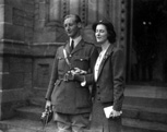 From The Times, Monday, 4th September, 1939:  MR. ANTHONY WILLS and MISS LESLIE MELVILLE. 'Owing to the international situation, the marriage took place quietly on Saturday in St. Andrews Cathedral, Inverness, of the Hon. Frederick Anthony Hamilton Wills, eldest son of Lord and Lady Dulverton, and Miss Judith Betty Leslie Melville, eldest daughter of the Hon. Ian and Mrs. Leslie Melville. The Bishop of Moray, Ross and Caithness (Primus of the Scottish Episcopal Church) officiated, assisted by the Very Rev. A. A. D. Mackenzie, Provost of Inverness Cathedral. The bride, who was given away by her father, wore a brown two-piece suit. There were no bridesmaids. The Hon. E. R. H. Wills (brother of the bridegroom) was best man. A reception was afterwards held in the Station Hotel by the Hon. Mrs. Leslie Melville.' The marriage ended in divorce in 1961. Anthony Wills, the 2nd Baron Dulverton b.1915-d.1992. Judith Betty Leslie-Melville b.1916. 