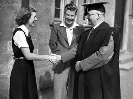 Inverness Royal Academy Dux 1948-1949. Rector MacDonald with James Mackenzie and Aileen Barr. 