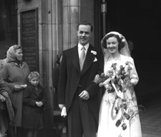 Lunn bridal, outside the Methodist Church.  