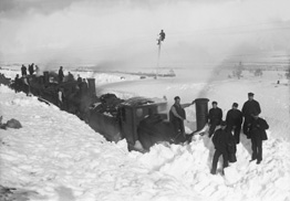 Three Highland Railway engines being dug out of a snowdrift, February 1895.* 