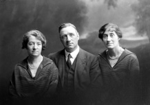 Frank Chalmers with two of his sisters,  Cecelia and Agnes, Redhill, Surrey. Francis James Chalmers (1881-1956) was born in Surrey, a twin with sister Margaret. His fathers motor vehicle business established in 1850 (J. Chalmers and Sons Ltd), traded from the Redhill Garage and could accommodate up to 50 cars. They also held the Ford franchise. He married Christina Ann MacMillan in 1919. She died in Reigate in 1922 and he later married Constance Paterson (1902-1975) of Inverness in 1936, the daughter of famous photographer Andrew Paterson (1877-1948). 