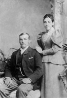Mackenzie, couple from Aultuarie, Dochgarroch, copy of older (1890s?) photo, June 1926. John MacKenzie (b.1896) was a farmer at Middleton Farm near Dochgarroch.