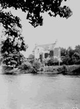 Island Bank House, home of James and Muriel Sime, on the banks of the River Ness. Damaged plate.*