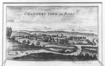 Channery Town in Ross, Kindeace Lodge, Fortrose. This illustration, published in 1743, depicts Fortrose. The ancient name for the burgh of Fortrose was 'Chanonrie of Rose' and it was united to the Burgh of Rosemarkie in 1455 by a charter from King James II, thus creating the Royal Burgh of Fortrose and Rosemarkie.*
