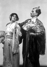 Mrs Colin Macleod as Molly Seamore and Duncan Macpherson as the Marquis Imari in the November 1927 production of 'The Geisha,' the story of a Japanese tea-house performed by the Northern Amateur Operatic Society. In the advert it was noted that prices would be increased for this attraction due to the lavish expense of the production (over ?200), in aid of the Queen Victoria Jubilee Institute for Nurses. (See also 26575a-b for Jessie Macleod and her children.) #