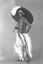 Woman with parasol, damaged. #