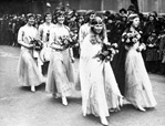 Girls in wedding (?) procession. # 