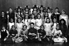 Children in costume, possibly for a theatrical event. #