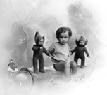 Series of images dating from September 1932 where the children are deep-etched from photographs and inserted into new illustrated backgrounds. #