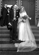 Wedding portrait on the steps of Inverness Cathedral. #