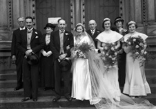 Wedding portrait on the steps of Inverness Cathedral. #