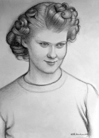 Miss Patricia Dick-Lauder, Arabella, Nigg. Copy of charcoal drawing. Images of the real Miss Dick-Lauder (b.20.04.1920), can be found at 32337a/b.  