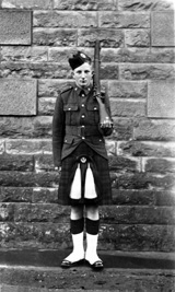 Private W. Ross, Cameron Highlanders, aged 17 years 4 months in 1938. Copy for Mrs Ross, Balnain. Private Ross completed his recruit training with Aisne Squad at the Depot Cameron Highlanders at Cameron Barracks in 1939. 
