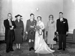 Lewis Owen Nairn - Sheila Margaret Third wedding, 5th February 1958, West Parish Church, Huntly Street. At far left is the father of the groom, James S. Nairn, Inverness cinema manager and photographer. 