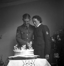 Crookall - Saunders wedding day, July or August 1941 at 7 Culduthel Gardens, Inverness. John Crookall, later a Pilot Officer based in Orkney, married Hilda Saunders at the home of her sister, Stella Paterson and her husband Hector, son of the famous photographer Andrew Paterson (1877-1948).  