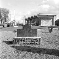 National petrol station, under the name Macbeath, C.A. Academy Street. Location is on Old Perth Road, now the Kingswell Service Station. The stone which now sits behind the petrol station kiosk. It reads: Behind this is the supposed burial place of King Duncan. 1040. *