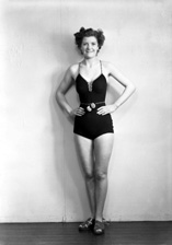 Unidentified friend of Miss M. Young in the bathing contest. 