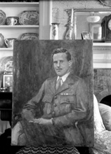 Mrs Grant, Coulmore. Painted portrait of Lieutenant Colonel Ian P. Grant of Coulmore. Born in 1908, he was commissioned in The Queen's Own Cameron Highlanders in 1928. He served with distinction in WWII and commanded the London Scottish, but sadly died in an accident in Italy in 1945. 