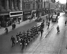 Davidson, The Sheiling, Ardrishaig, Lochgilphead, (6 Glenburn Road). Bridal. January 1953. Naval parade along High Street, Inverness. 