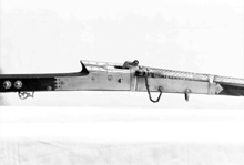Percussion rifles, under the name Biscoe. Length of barrel 38 inches length of rifle 48 inches - Markings, N. Kendall Patent V.T. Smith's Improved Patent Studlock - Number on barrel 825. # 