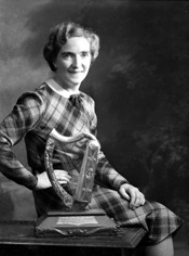 Miss Rhoda MacPherson, Crown Drive, Inverness. She had been awarded first prize at the Gaelic Mod at Dundee on 30th September 1937 for the best performance of Celtic Music on the clarsach. 