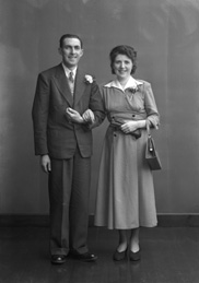 Murdo Montgomery and his bride Johanna Nicolson, both from the village of Ranish, Isle of Lewis, who married in Inverness in 1955. 