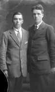 Two men, friends or brothers c.1921, damaged plate. # 