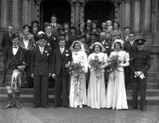 Wedding group portrait outside Inverness Cathedral.  #