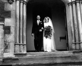 MacFarquhar wedding outside St. Columba High Church, Inverness. 