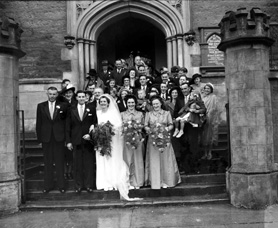 MacFarquhar wedding outside St. Columba High Church, Inverness. 