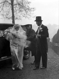 Hector Paterson (1904-1988) - Stella Saunders (1904-1987) wedding. Inverness Cathedral 1937. Hector was the son of famous photographer Andrew Paterson (1877-1948). Stella is being helped from her bridal vehicle by Dr. Alastair MacLeod. Stella worked with him, as Secretary in his practices, in Wimbledon and Central London from the early 1930s until her marriage in 1937. 