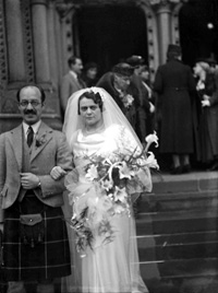 Hector Paterson (1904-1988) - Stella Saunders (1904-1987) wedding. Inverness Cathedral 1937. (See also image ref: 37284). Hector was the son of famous photographer Andrew Paterson (1877-1948).