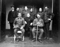 First World War soldiers possibly convalescing at the Gordon Castle hospital, Fochabers c1917. Submitted by Catherine Cowing. #