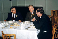 Rotary Club dinner. Centre is Jack Lumsden, William Archibald at right. (Courtesy James S Nairn Colour Collection) ~