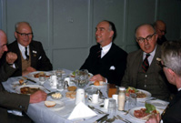 Rotary Club dinner. At second left is D.J MacDonald, Rector of Inverness Royal Academy and second right is John MacLean, Director of Education. (Courtesy James S Nairn Colour Collection) ~