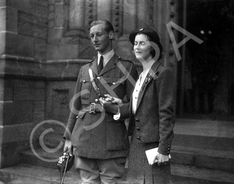 From The Times, Monday, 4th September, 1939:  MR. ANTHONY WILLS and MISS LESLIE MELVILLE. 'Owing to the international situation, the marriage took place quietly on Saturday in St. Andrews Cathedral, Inverness, of the Hon. Frederick Anthony Hamilton Wills, eldest son of Lord and Lady Dulverton, and Miss Judith Betty Leslie Melville, eldest daughter of the Hon. Ian and Mrs. Leslie Melville. The Bishop of Moray, Ross and Caithness (Primus of the Scottish Episcopal Church) officiated, assisted by the Very Rev. A. A. D. Mackenzie, Provost of Inverness Cathedral. The bride, who was given away by her father, wore a brown two-piece suit. There were no bridesmaids. The Hon. E. R. H. Wills (brother of the bridegroom) was best man. A reception was afterwards held in the Station Hotel by the Hon. Mrs. Leslie Melville.' The marriage ended in divorce in 1961. Anthony Wills, the 2nd Baron Dulverton b.1915-d.1992. Judith Betty Leslie-Melville b.1916. 