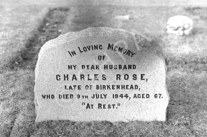 Mrs C. Rose. Tombstone of Charles Rose, 1877-1944, Birkenhead.      