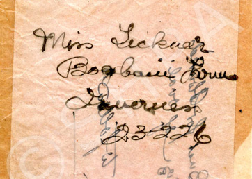 Miss (indecipherable) of Bogbain House, Inverness. If you can decipher the handwritten surname please contact the SHPA. # ~