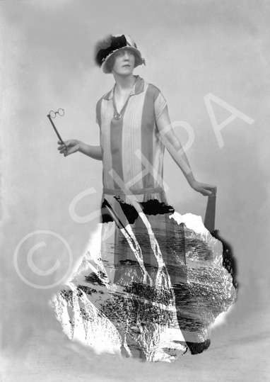 Woman with parasol, damaged. # 