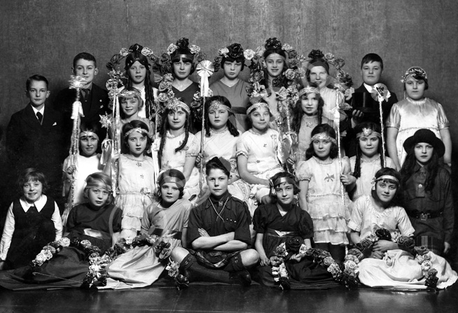 Children in costume, possibly for a theatrical event. #