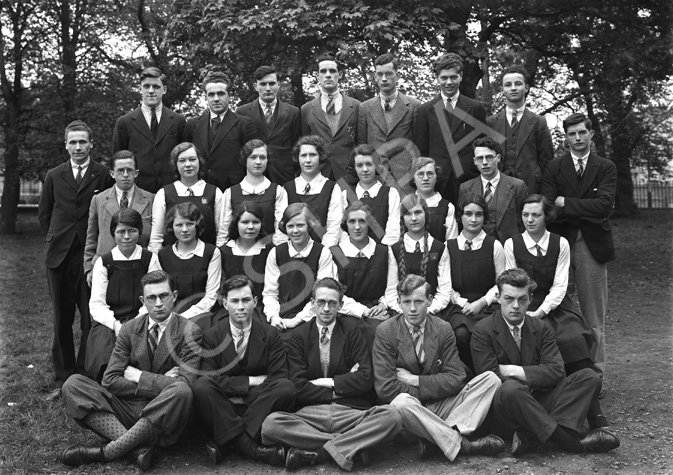 Inverness Royal Academy class VIa 1931-1932, before the use of school badges. Rear: D.F Mackenzie, J. Maclean, D.D Reid, E.R Russell, R.P.F Donald, R.J.L Macbean, J.S Skinner. 2nd row: F.G Mackintosh, L.S Jack, A. Smith, C.E. Mair, M.S Macrae, M. Macleod, A. Macqueen, G.I Duthie, P.M.Fraser. 3rd row: H.M Macdonald, K. Macleod, C.T Boyd, I.S Mackenzie, M.H.B Jack, M.B Maclean, A. Macdonald, A.F Hunter. Front: D. Grant, J.D Fraser, D. Macdonald, D.J Macaulay, I.M. Bruce. # 