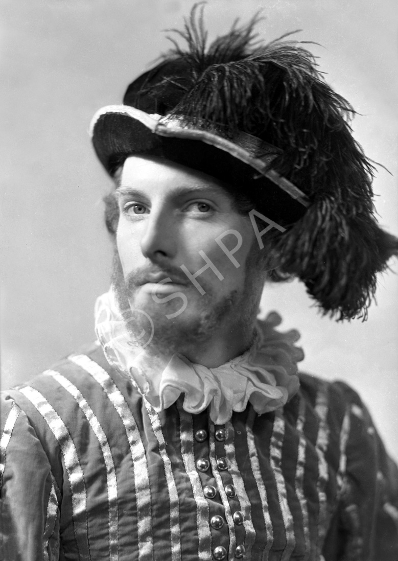Sorrell vs MacKinnon. Stage actors in costume posing for publicity shots. See also 31335a to 31335d. Believed to be Henry Christie Landon Sorrell, involved in local amateur dramatics, and manager of the Inverness Repertory Company in 1937 and of the Little Theatre in Inverness, taking over from Ronald Macdonald Douglas in August 1938. (Born 1911 in Endon).