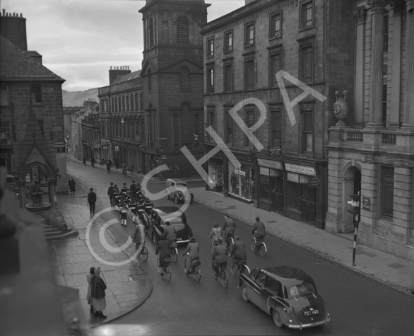 Davidson, The Sheiling, Ardrishaig, Lochgilphead, (6 Glenburn Road). Bridal. January 1953.  Naval parade along Bridge Street, Inverness  passing the Town House on the left and the Bank of Scotland on the right. Heading for the River Ness. 