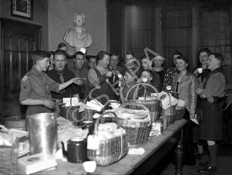 Scouts with charity hampers. #