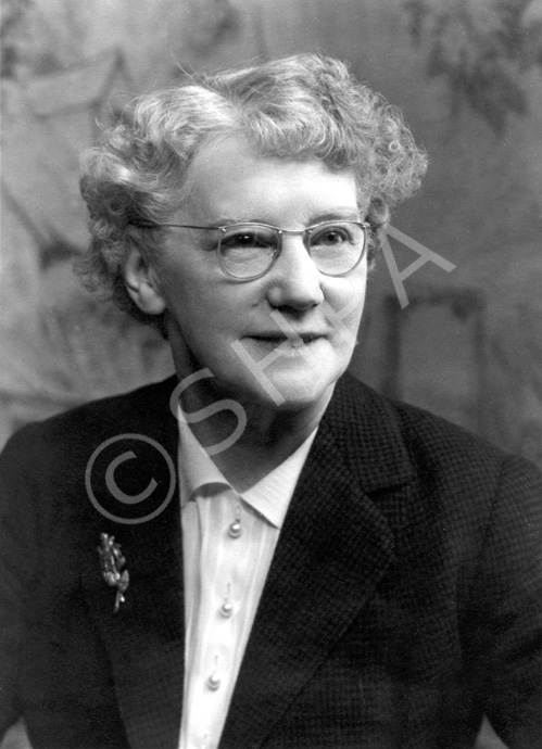 Alice Grant in 1957. She was a member of the Inverness Royal Academy staff from 1915 to 1956, becoming head of the Primary School, until it started to be phased out from 1956. She died 30.07.1957. (Courtesy Inverness Royal Academy Archive IRAA_040).