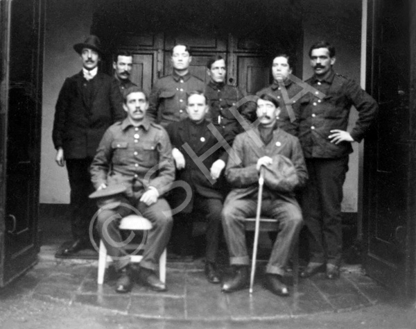 First World War soldiers possibly convalescing at the Gordon Castle hospital, Fochabers c1917. Submitted by Catherine Cowing. #