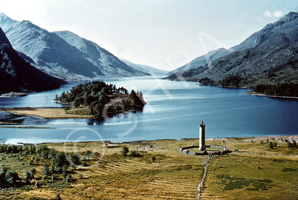 Loch Shiel and Glenfinnan monument. (Courtesy James S Nairn Colour Collection). ~ *